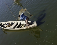 Pescatori sul Lago Amarapura ripresi dal ponte in tek U Bein Foto n. AOK7318-a