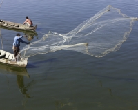 Pescatori sul Lago Amarapura ripresi dal ponte in tek U Bein Foto n. AOK7337